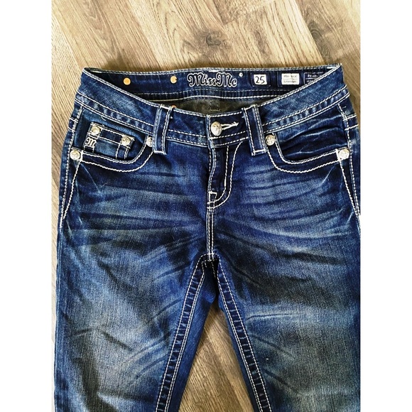 MISS ME Blingy Cross Straight Leg Jeans - Picture 5 of 9